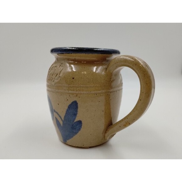 MAHON POTTERY Mini 4" Pitcher Handle Floral Design salt glaze Vintage - Picture 6 of 11
